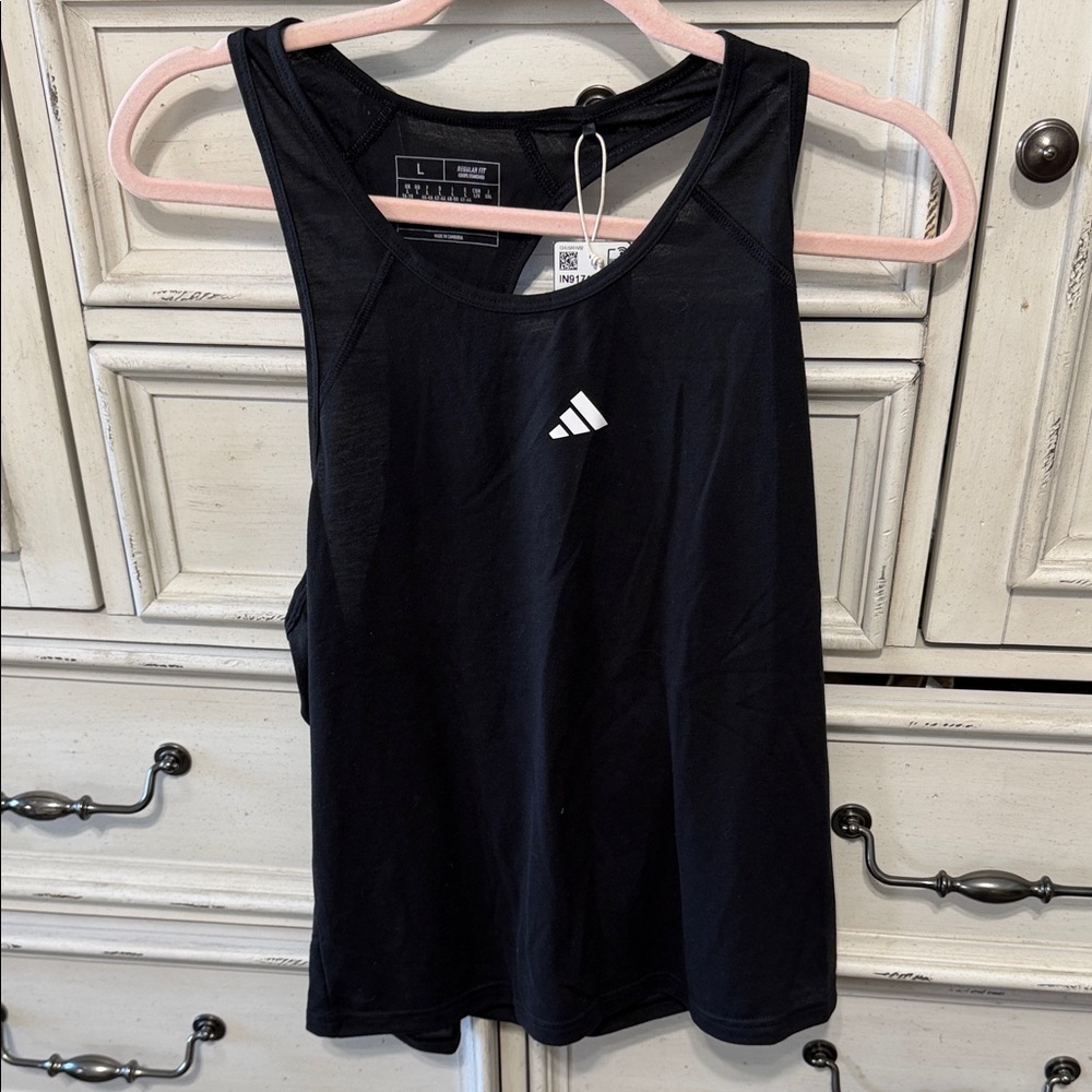 adidas Black Tank Top with White Logo NWT